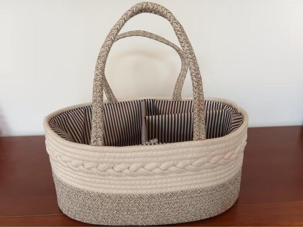 Portable Woven Cotton Rope Storage Basket - Nordic Style