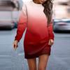 Langermet kjole for kvinner Casual Gradient Pullover Hip Pack Kjole Genser Kjole Høst