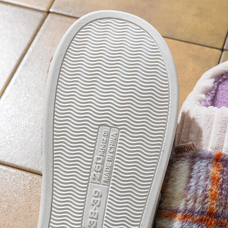 Cotton slippers autumn and winter couple thick-soled velvet wear-resistant home dormitory thermal shoes