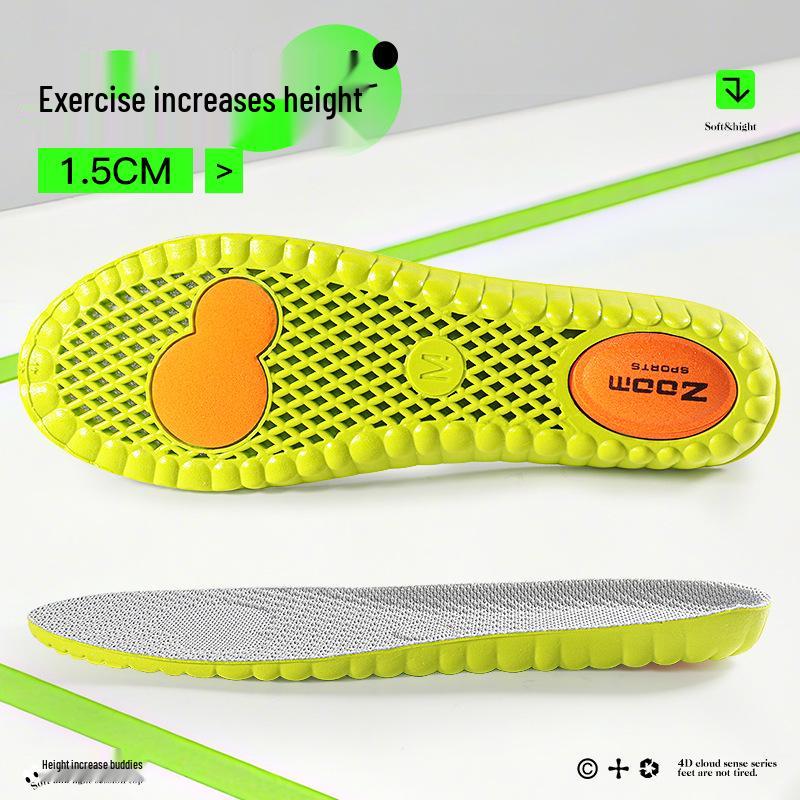 Unisex Height-Boosting Insoles: Invisible, Breathable, Deodorant, Shock-Absorbing for Sneakers and Boots.