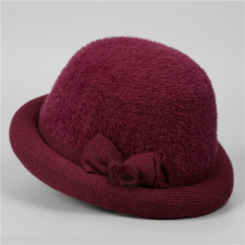 

Hat women s new velvet warm wool hat autumn and winter cold-proof mother-in-law basin hat M（56-58cm）