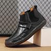 Fashion Winter Warm Plush Boots Men 2024 Plush Handmade Suture Leather Comfort Hiking Shoe Outdoor Non-slip Ankle Boots Big Size 48 Male
