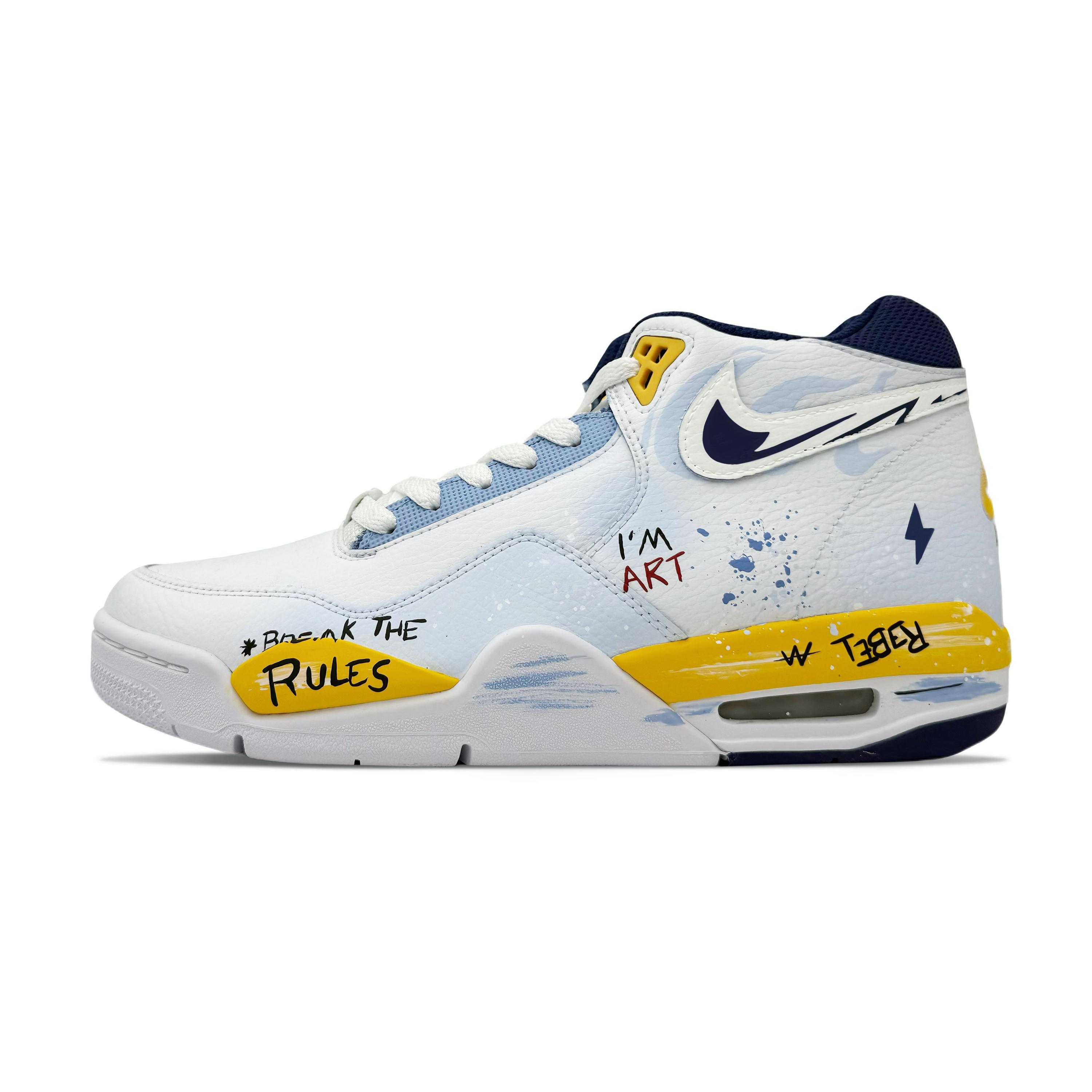 

Nike Flight Legacy Abrasion Resistant Mid top Vintage Basketball Shoes Men s Blue White BQ4212-102(Team301-) 41