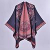 Foreign Trade Fashion Slit Imitation Cashmere Scarf Shawl European American Retro Cashew Flower Fork Warm Cloak Jacket