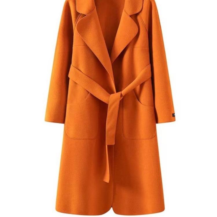 Women Wool Coat Warm Fashionable Belted Autumn Outerwear