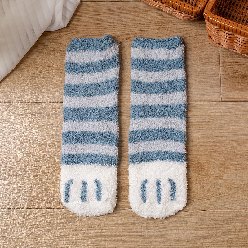 Women's Winter New Thickened Striped Cat PAWS Sleeping Tube Socks