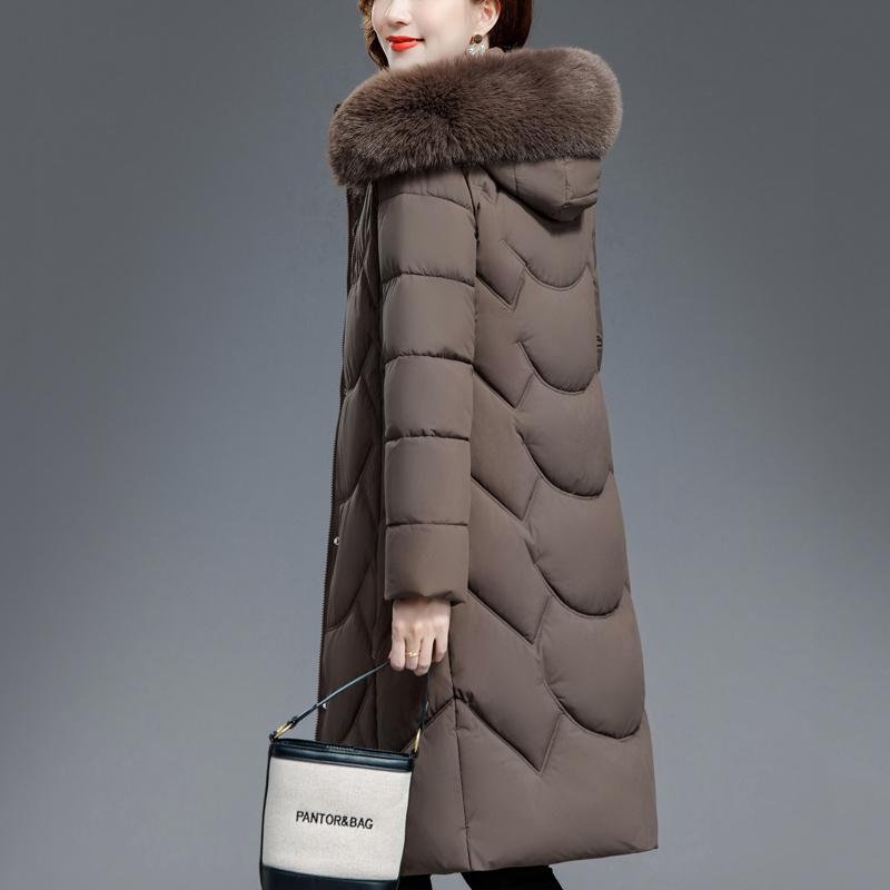 Middelaldrende Kvinners Kåper Vinter Lange Parkaser Hette Fuskepelskrage Tykke Varme Hverdagslige Kvinnejakker