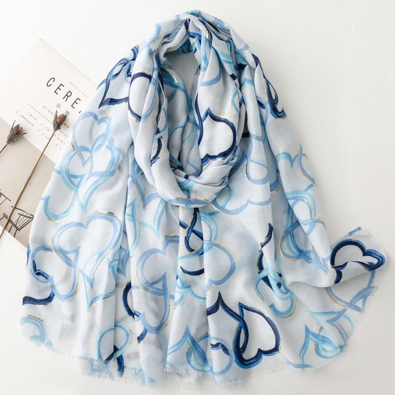 Luxury Heart Designer Women Scarf Summer Beach Shawl Cotton Linen Feeling Tassel Pashmina Muslim Hijab Wrap Lady Viscose Scarf