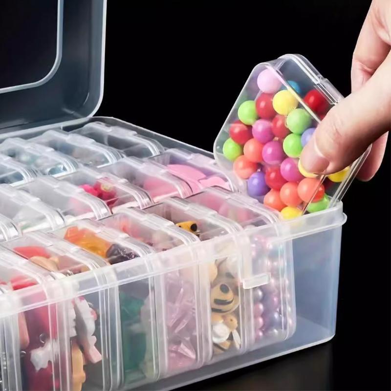 Bead Organizer Box Small Clear Plastic Bead Rhinestone Storage Containers with Hinged Lid for Storage Small Items Crafts Jewelry