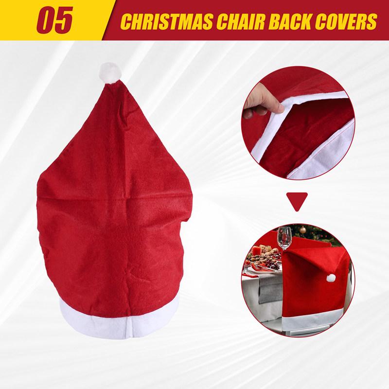 6 Pcs Christmas Chair Covers Santa Hat Chair Covers For Dining Room Holiday Christmas Decorations Red
