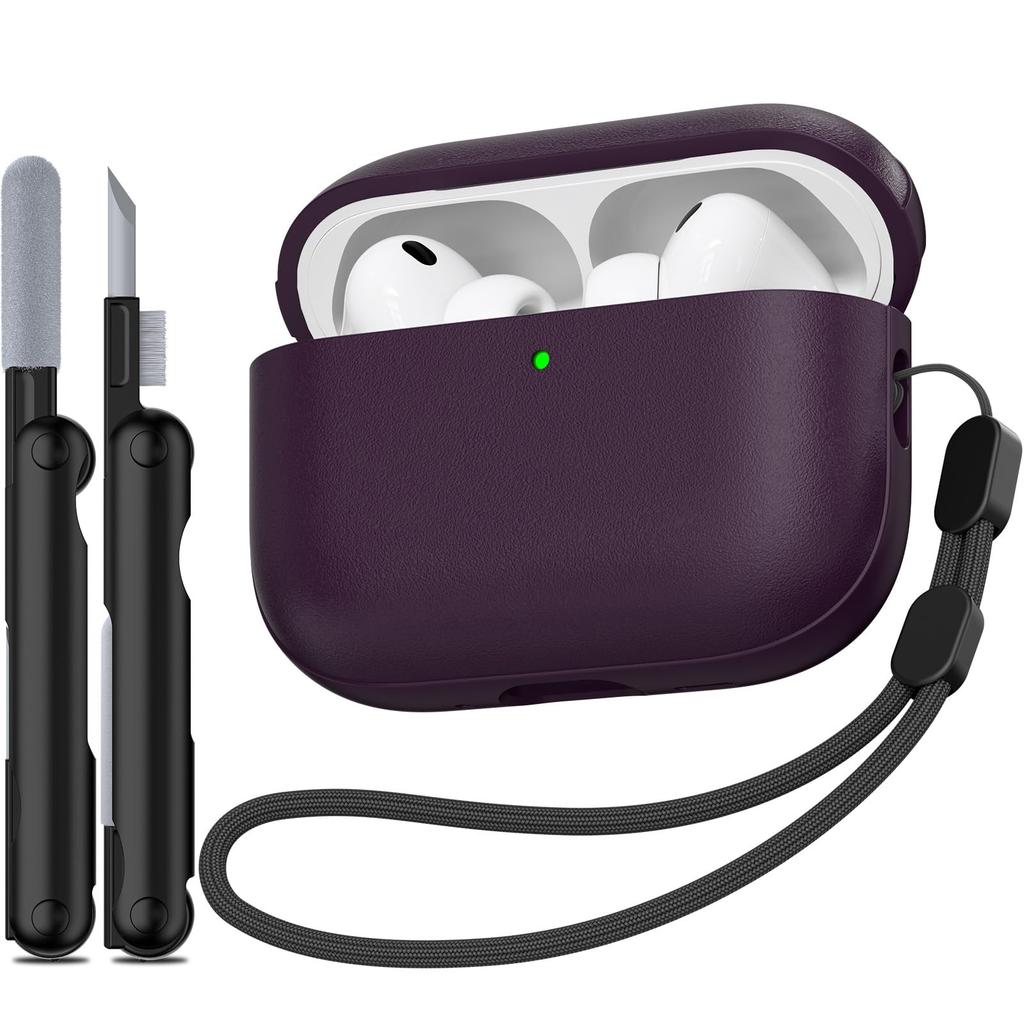 Soft TPU Case for Airpods Pro 3 New Leather Texture Protective Shockproof Case with Lanyard and Cleaning Kit For Airpods Pro 3