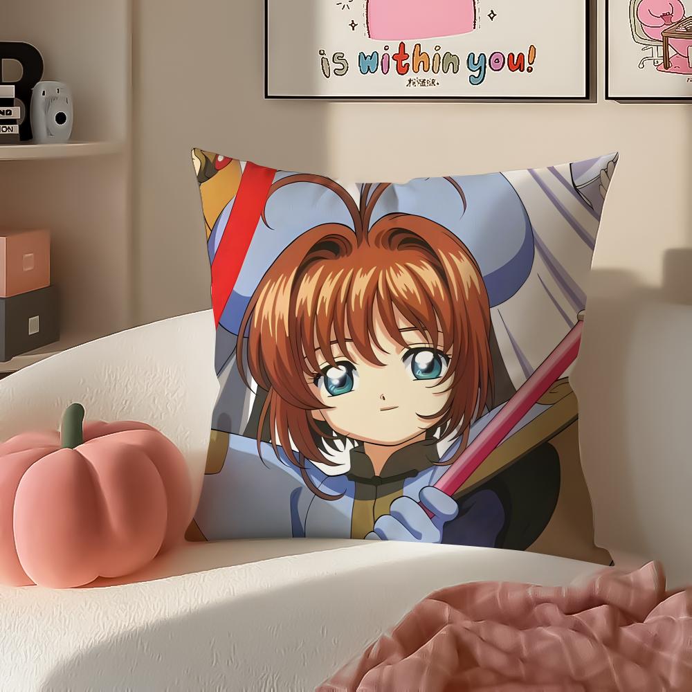 Magical Cute Japanese Anime CCardcaptor Sakura Cushion Cover Pillowcase Short Plush Invisible zipper Room Sofa Cushion Cover