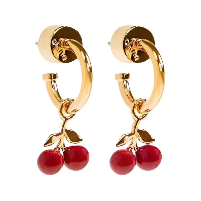 COACH Cherry pendant retro design earrings for women gold