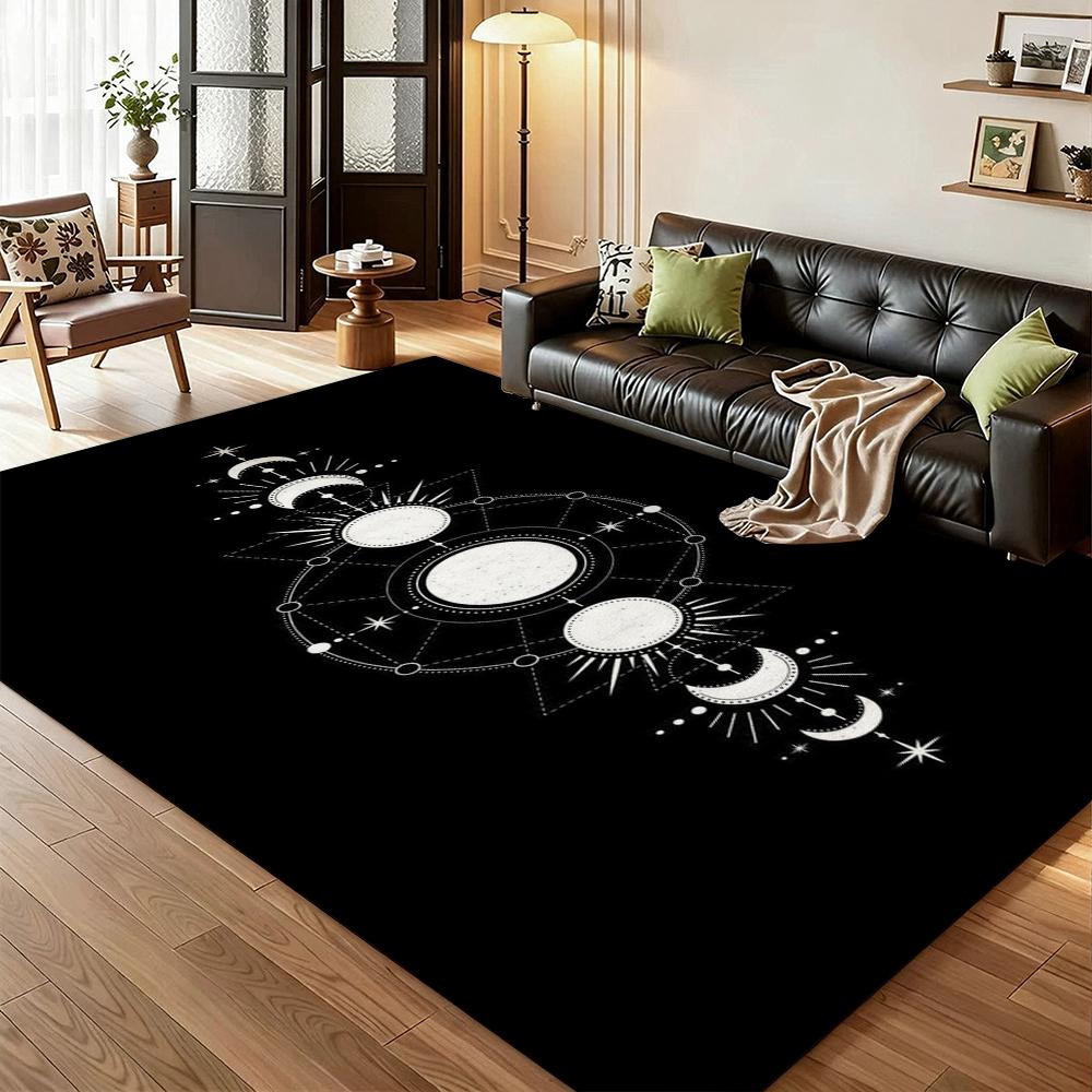 Satanic Black Goat Ritual Rectangular Rug Soundproof Noisereducing Carpet For Living Room Hallway Balcony Home Party Decor Halloween Gift