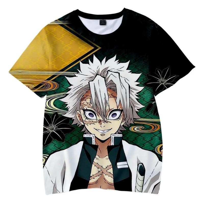 Sudadera de Manga Corta para Niños Top de Dibujos Animados Camiseta Estampada en 3D Anime Demon Slayer Niños Niñas Verano Moda Urbana Camiseta Top