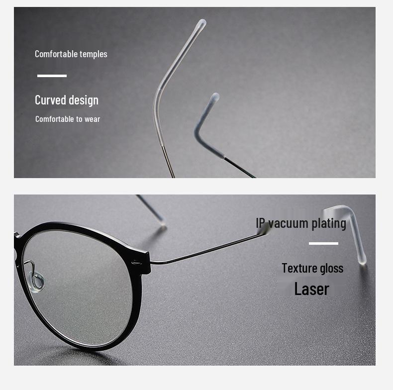 Ultra-Light Pure Titanium Eyeglasses Frame with Transparent Nylon for Myopia – Fashionable and Versatile Design (Model 6603)