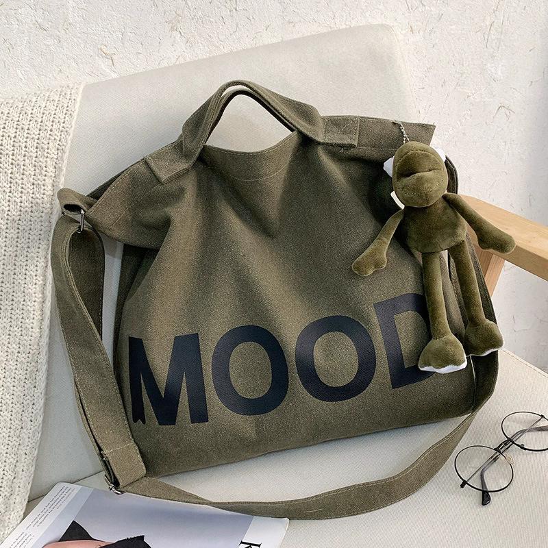 

Women s Casual Letter Print Canvas Tote Bag, Summer Large Capacity Shoulder Bag with Adjustable Strap, Trendy Daily Handbag