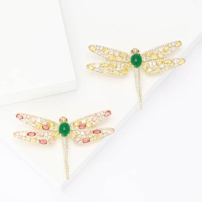 Micro-Inlaid Color Zircon Dragonfly Brooch Niche High-End Women'S Clothing Corsage Jewelry Animal Pin