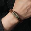 Retro Cowhide Leather Bracelet with Alloy Rose - Adjustable Men's Bangle