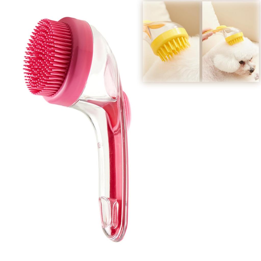 Multifunktionale flüssigkeitsgefüllte Massage-Badebürste für Haustiere mit langem Griff