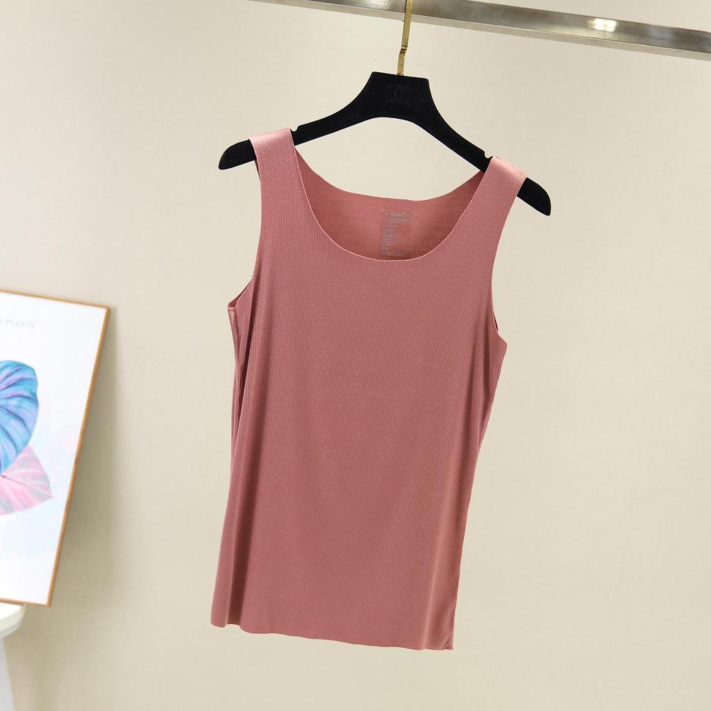 Korean Ribbed Cotton Seamless Tank Top - Women's Plus Size Round Neck Base Layer