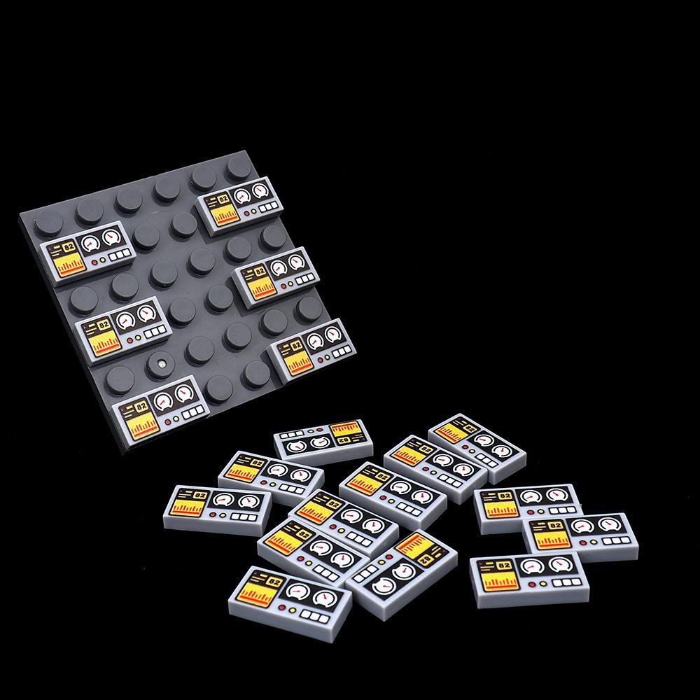 MOC 10PCS Printed 3069 Machine Pattern Building Blocks Car Instrument Button Bricks Particle DIY Toy Children Birthday Xmas Gift
