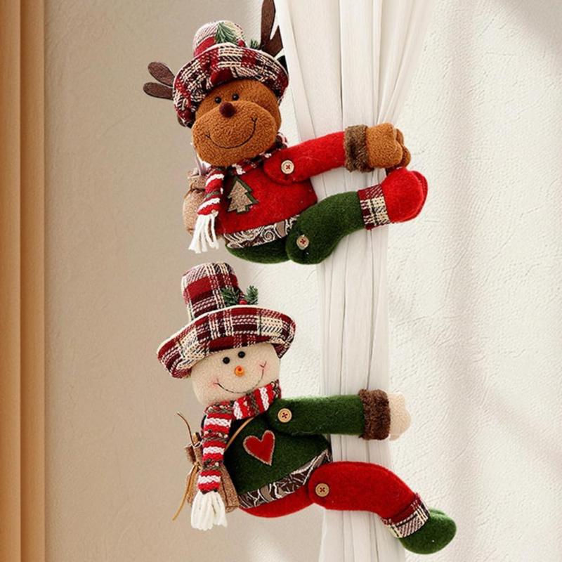 Christmas Curtain Clips, Cartoon Christmas Doll Window Decorations, Bedroom Curtain Hooks, Home Decoration Accessories