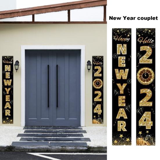 

1 пара, китайский Новый год, украшение для двери, занавеска, блестящая атмосфера, баннеры на лунный Новый год, фото куплеты