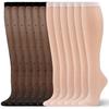 6 Pairs Women'S Sheer Knee High Stockings, Black White Dot Sheer Thin Socks, Stretchy Breathable Knees High-Socks For Summer Pa