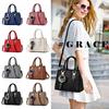 Korea Leather Women Handbag with Keychain Open Pocket Shoulder Bag Large Capacity Casual Messenger Bag Lady