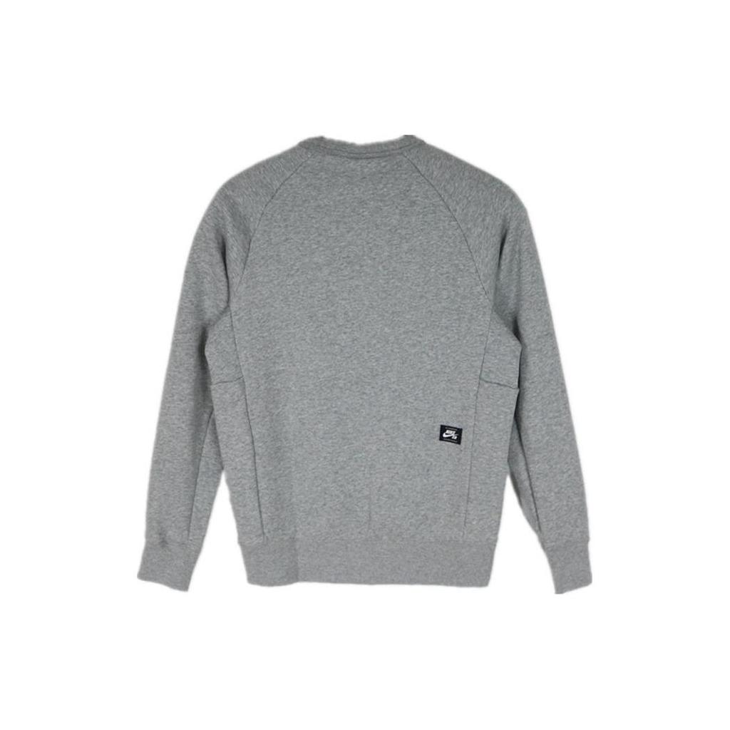 Nike Logo Embroidered Round Neck Raglan Sleeve Fleece Pullover Sweatshirt Men Sweatshirt Gray AQ9564-063