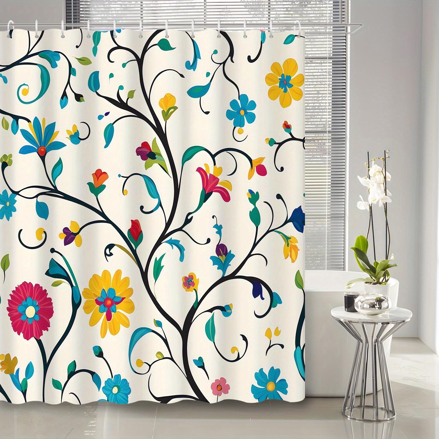

1pcs exquisite line pattern plant flower vine door shower curtain partition curtain, decorative print shower curtain 90X180cm