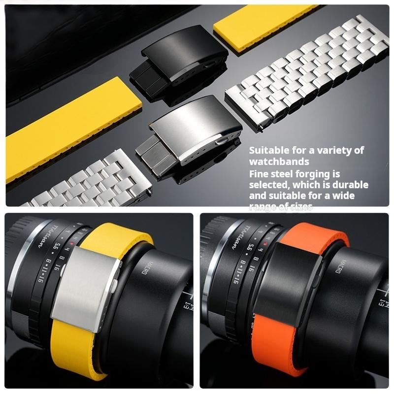316L Stainless Steel Watchband Clasp 16m 18mm 20mm Silicone stainless steel Watch Fold Safety Clasp Deployant Buckle accessories