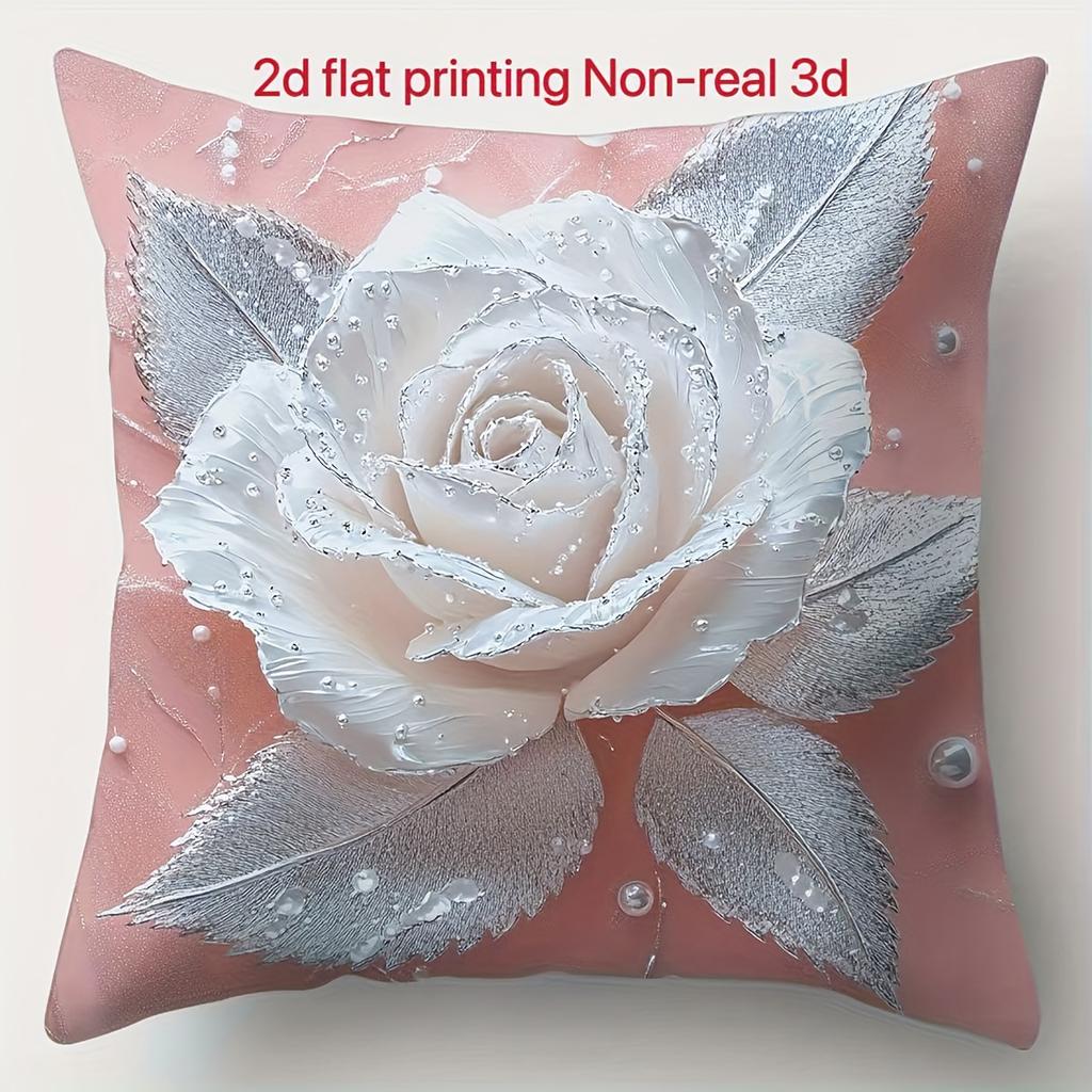 Flache Kissenbezüge Schmetterlinge Rosen Blätter Perlen Heimdeko Außenbereich Wohnbereich Sofa Elegant Vintage Floral Kissenbezug