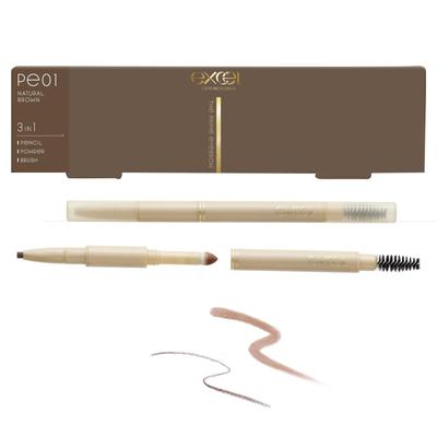 The Prime Eyebrow PE01 Natural Brown Eyebrow Eyebrow and Eyebrow Powder Eyebrow [New] Pencil, Brush, - 3-in-1