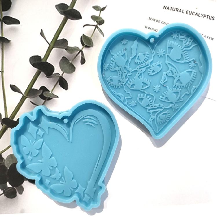 2Pcs Eye Catching Mold for Butterfly Keychain Epoxy Silicone Mold with Hanging Hole for DIY Keycchain Pendant Accessory