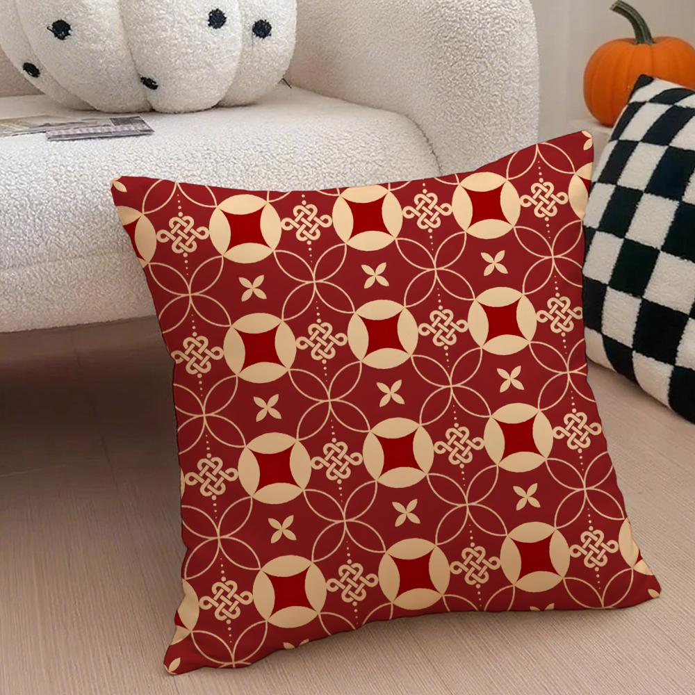 Traditional Chinese Classic Patterns Cushion Cover Throw Pillow Cover Hidden Button Durable Polyester Chair Cushion