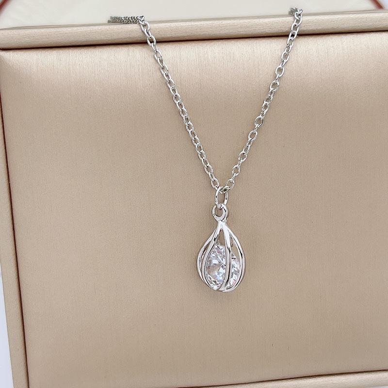 Exquisite Zircon Necklace Super Sparkling Inlaid Simple Collarbone Chain Jewelry Pendant Female Korean Light Luxury Niche High-end
