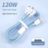 Multi-Head 3-in-1 Fast Charging Cable: 120W for Home, 66W for Car, Compatible with Apple Devices.
