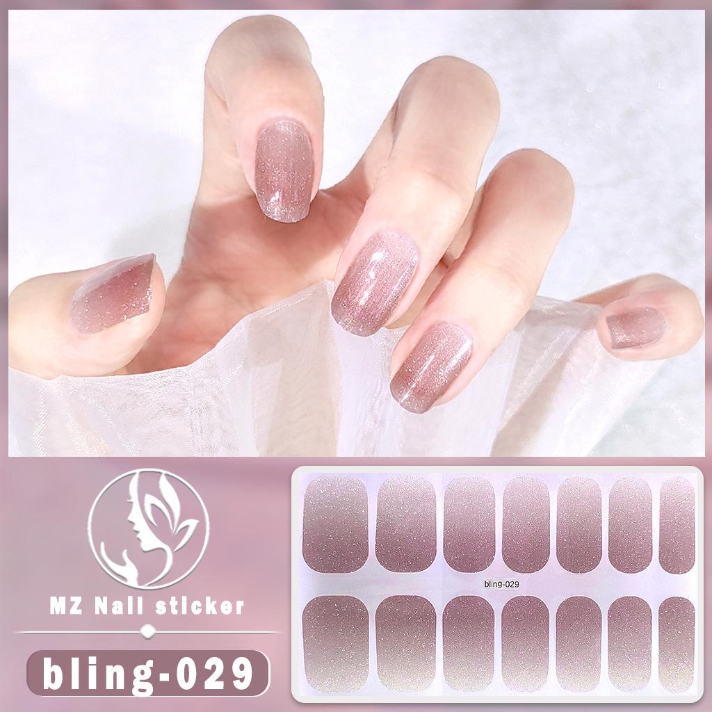 Meizhi 14-Finger Bling Aurora Gel-Nagellack-Aufkleber – selbstklebend, wasserfest, siegelfrei