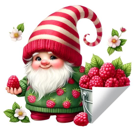 Spring Gnome Window Clings Floral Berries Gnome Glass Stickers Double-Sided Reusable Static Decals
