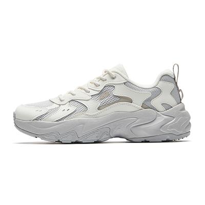 Zapatillas casuales versátiles con absorción de impactos, resistentes al desgaste, de caña baja, tipo 'papá', para mujer, blancas y grises 922538839-1