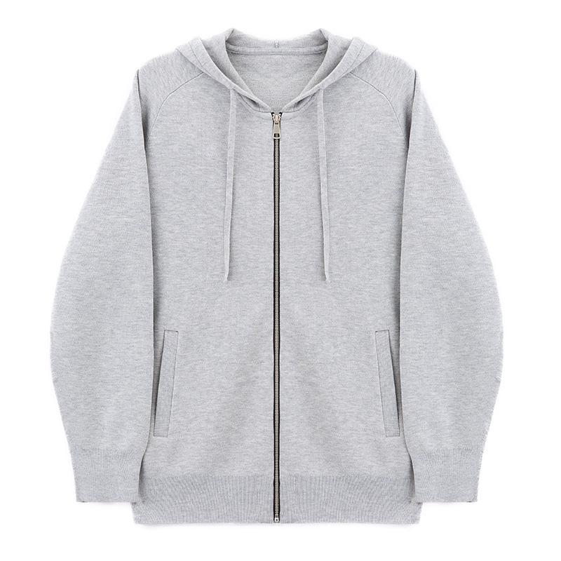 420g Heavyweight Hooded Knitwear: Mulberry Silk Wool Cardigan with Zipper for Spring/Autumn – Trendy and High-End Feel XL