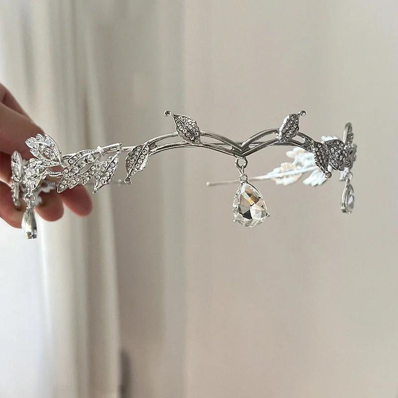 1PC Wedding Tiara Crystal Bridal Crown Silver Color Diadem Veil Tiaras Hair Accessories Headpieces Fashion