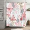 Modern Geometric Triangle Marble Shower Curtain for Bathroom Decor Home Accessories Waterproof Bath Rug Set in Pink White Black