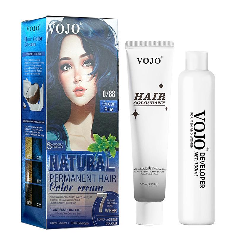 All-in-One Cross-Border Hair Dye Kit: Easy Full-Color Cream with Built-in Comb for Beginners