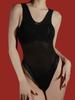 Women 5 D Thin Oil Shiny Glossy Bodysuit Tops High Elastic Slip Tights Woman Shaping Sleeveless Thong Cut Leotard Exotic Onesie