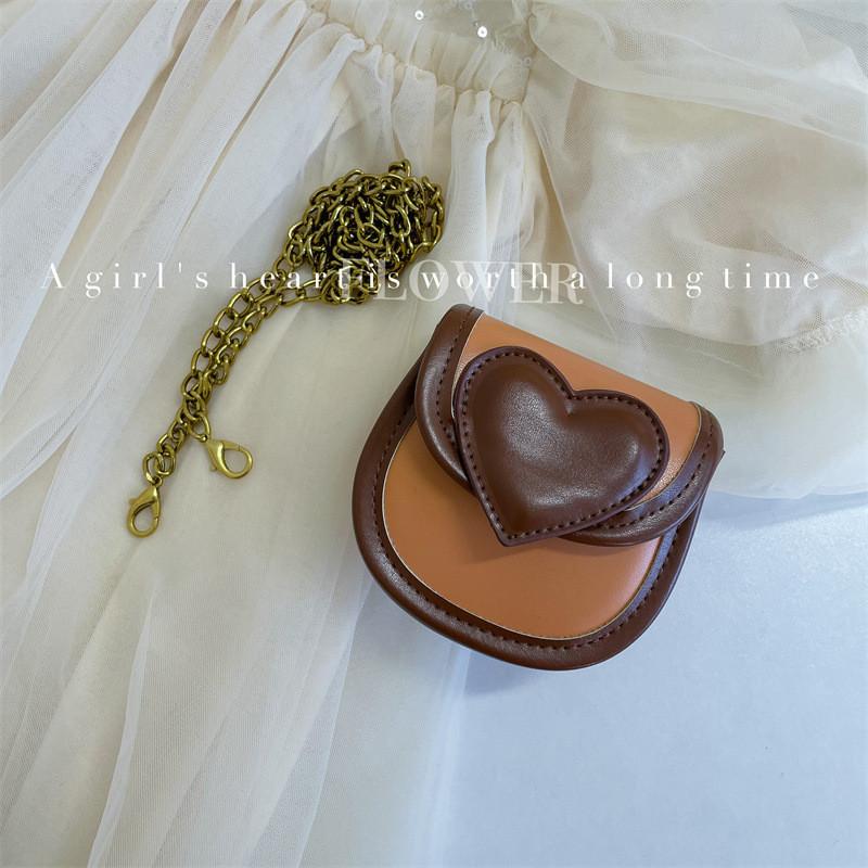 

Chic Miniature Girls Crossbody Bag With Magnetic Closure And Fun Heart Design Perfect For Everyday Use Yellow Brown