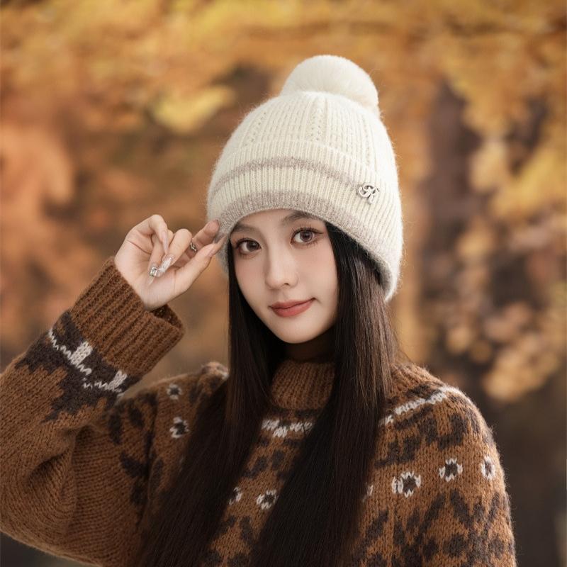 Fashion Knitted Warm Hat Winter Women's Fleece Ear Pads Wool Hat Outdoor Sports Hat