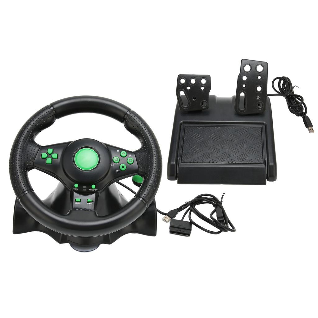 PC Racing Wheel Game Steering Wheel 180 Degree Car Racing Driving Wheel with Pedal for Racing Game